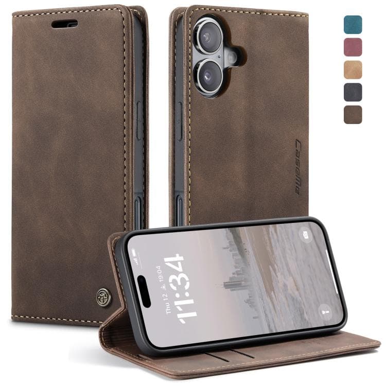 For iPhone 16 CaseMe 013 Multifunctional Horizontal Flip Leather Phone Case(Coffee) - Immagine 1