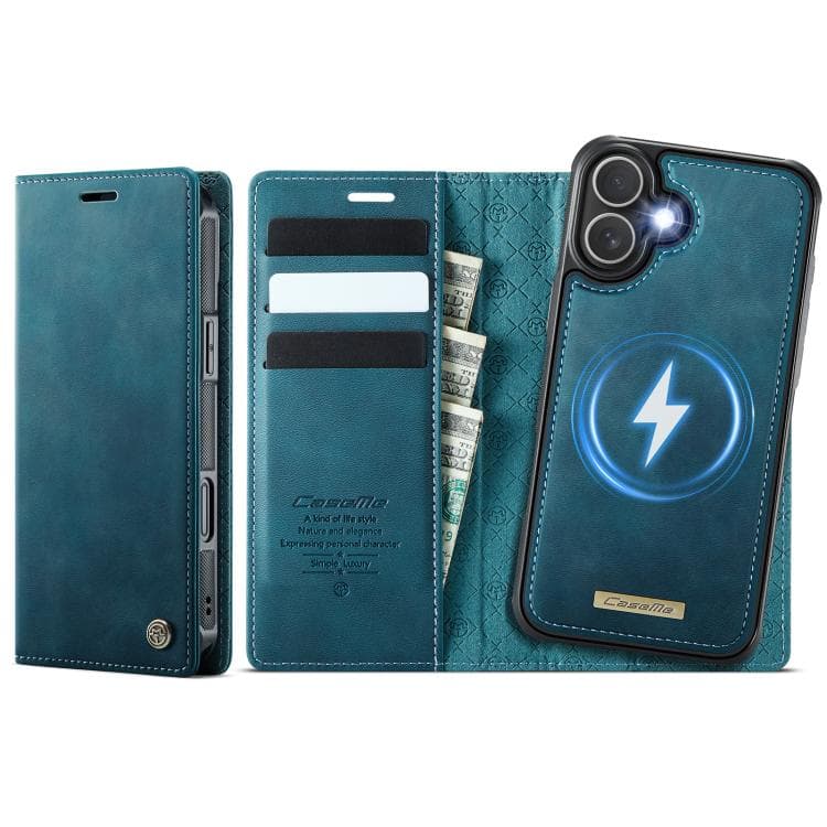 For iPhone 16 CaseMe C49 MagSafe RFID Blocking Detachable Wallet Leather Phone Case(Green) - Immagine 1