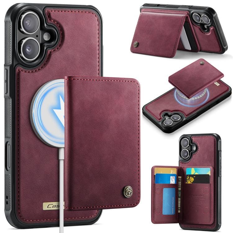 For iPhone 16 CaseMe Me80 Series Detachable Wallet Magnetic RFID Vegan Leather Phone Case(Red) - Immagine 1