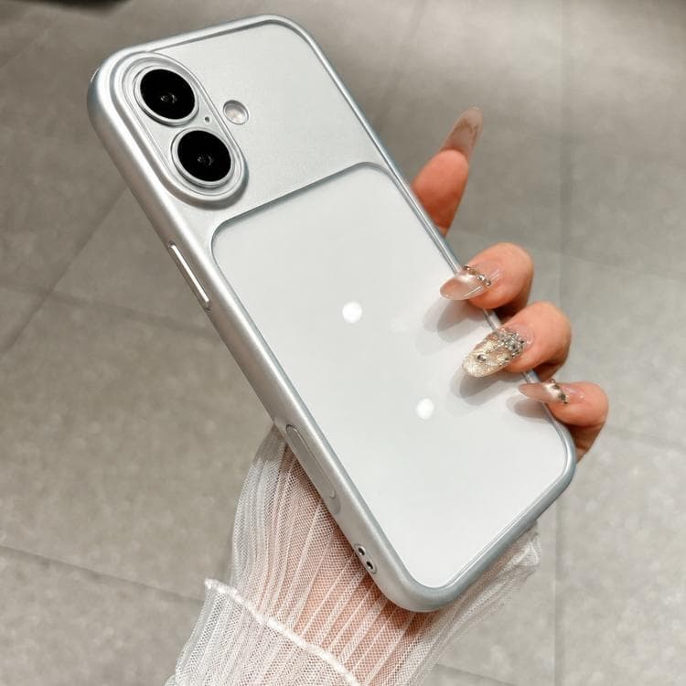 For iPhone 16 Change to 17 Pro Soft Gauze Transparent Acrylic Phone Case(Silver) - Immagine 1