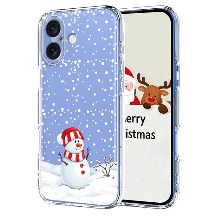 For iPhone 16 Christmas-themed Printed TPU Phone Case(Christmas Snowman) - Immagine 1