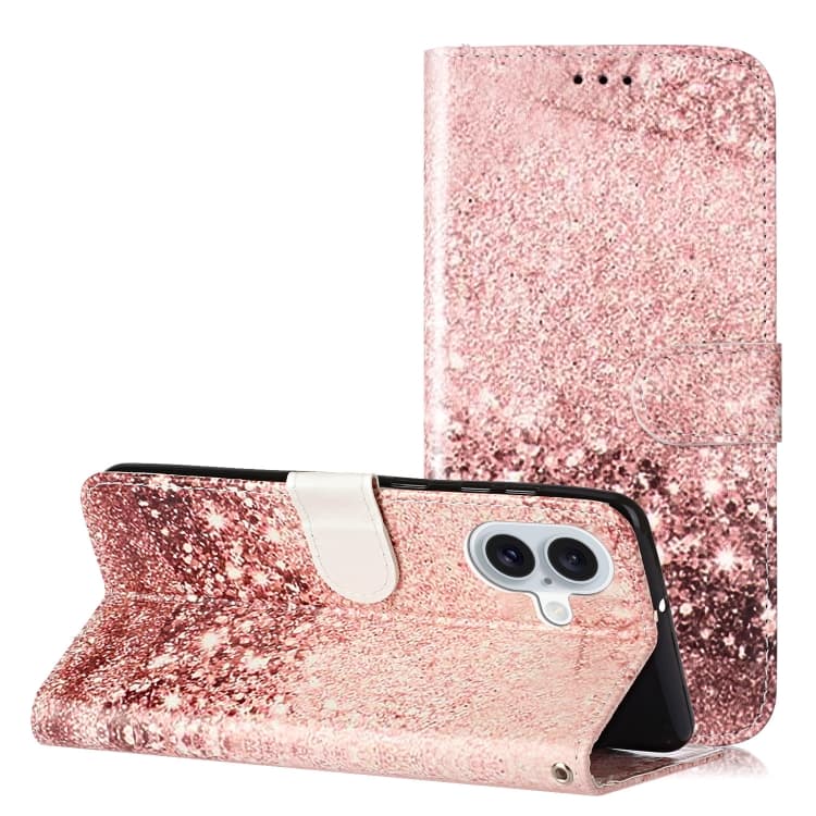 For iPhone 16 Colored Drawing Marble Pattern Leather Phone Case(Rose Gold) - Immagine 1