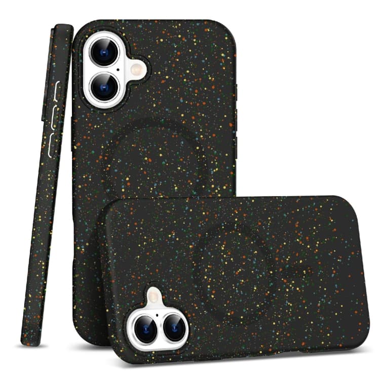 For iPhone 16 Colorful Frosted Magsafe PC Hybrid TPU Phone Case(Black) - Immagine 1