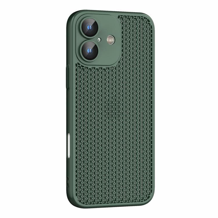 For iPhone 16 Cooling Skin Feel PC Phone Case with Lens Film(Alpine Green) - Immagine 1