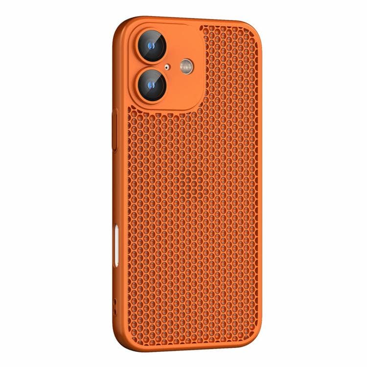 For iPhone 16 Cooling Skin Feel PC Phone Case with Lens Film(Orange) - Immagine 1