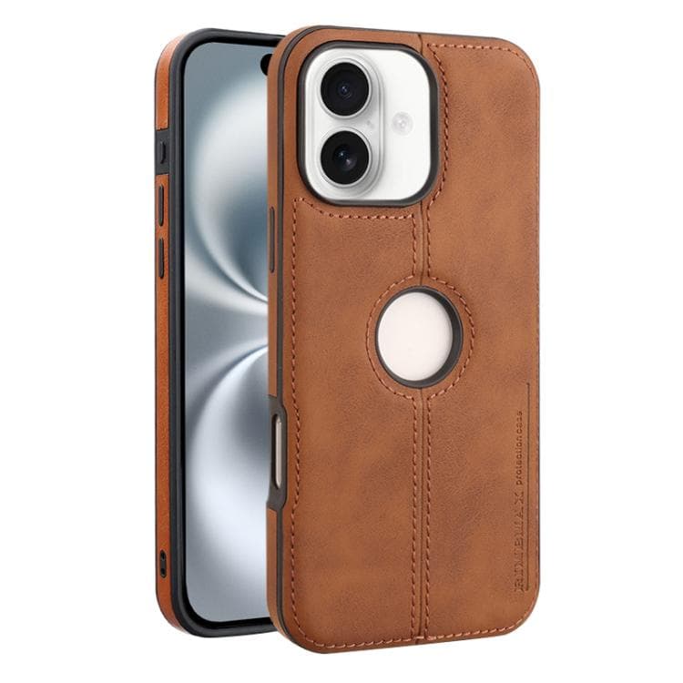 For iPhone 16 Crazy Horse Leather Back Cover Phone Case(Light Brown) - Immagine 1