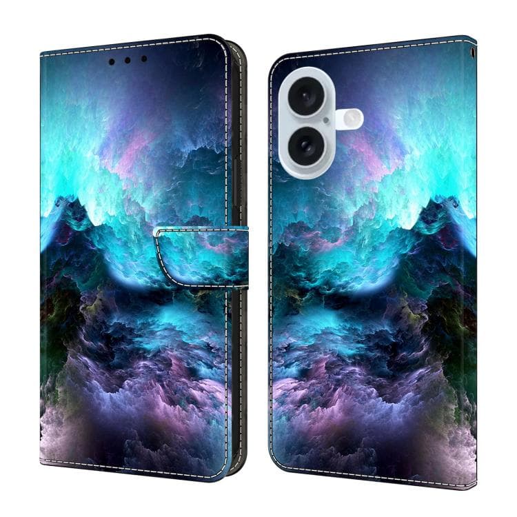 For iPhone 16 Crystal-Like Painted Vegan Leather Phone Case(Dazzling Colors) - Immagine 1