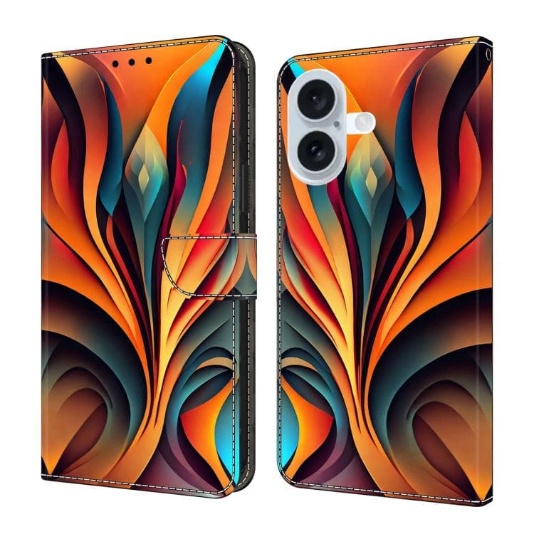 For iPhone 16 Crystal-Like Painted Vegan Leather Phone Case(Flowing Rainbow) - Immagine 1