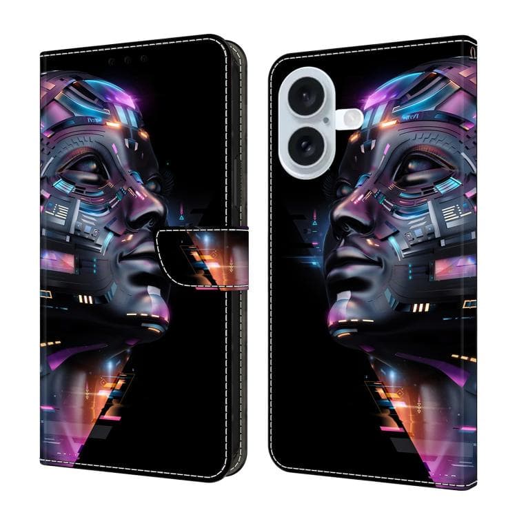 For iPhone 16 Crystal-Like Painted Vegan Leather Phone Case(Wanderer) - Immagine 1