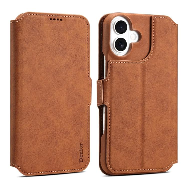 For iPhone 16 Denior B07 MagSafe Detachable Leather Phone Case(Brown) - Immagine 1
