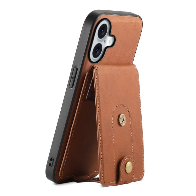 For iPhone 16 Denior D14 NK Retro Pattern MagSafe Magnetic Card Holder Leather Phone Case(Brown) - Immagine 1
