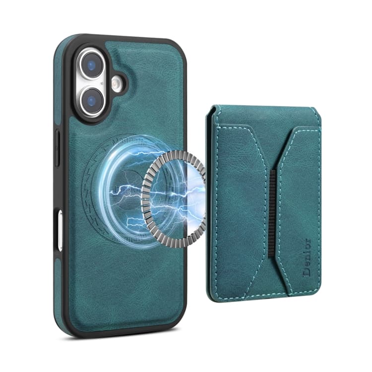 For iPhone 16 Denior D17 Skin Feel MagSafe Detachable Card Slot Phone Case(Blue) - Immagine 1