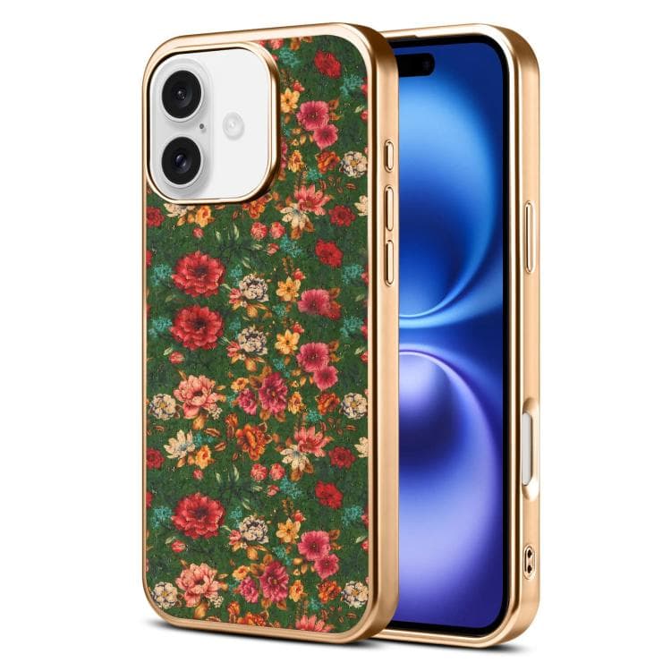 Custodia magnetica per iPhone 16 Serie Denior Peony con placcatura elettrolitica (Verde) - Immagine 1