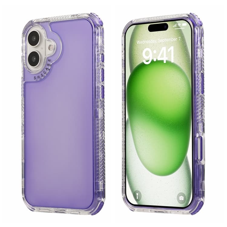 For iPhone 16 Dreamland 3 in 1 Clear Color Transparent Frame PC + TPU Phone Case(Purple) - Immagine 1