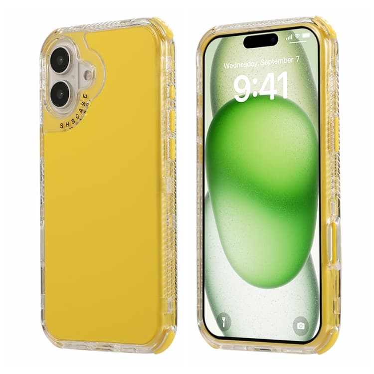 For iPhone 16 Dreamland 3 in 1 Solid Color Transparent Frame PC + TPU Phone Case(Yellow) - Immagine 1