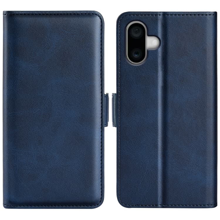 For iPhone 16 Dual-side Magnetic Buckle Horizontal Flip Leather Phone Case(Dark Blue) - Immagine 1