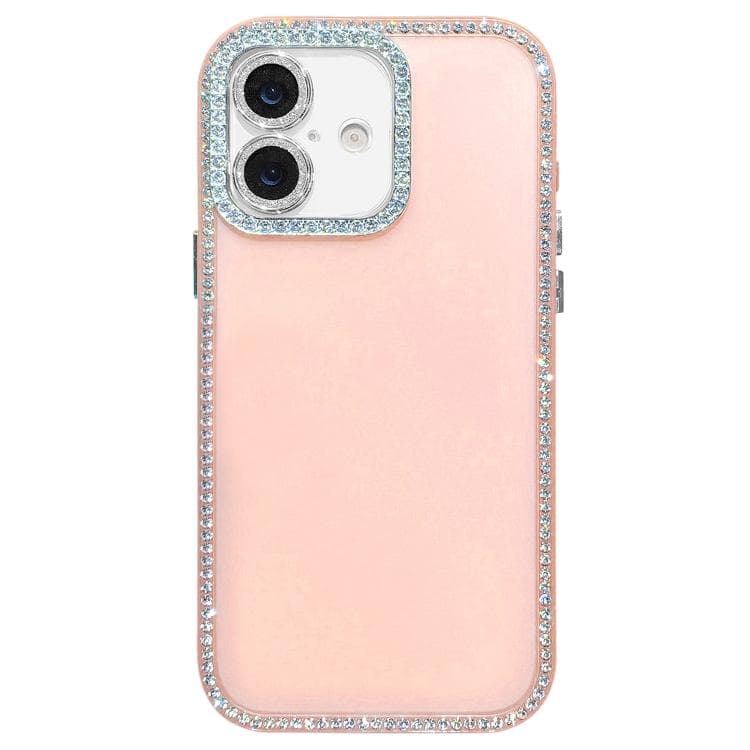 For iPhone 16 Dual-Sided Rhinestone Design Matte Full Coverage Phone Case(Pink) - Immagine 1