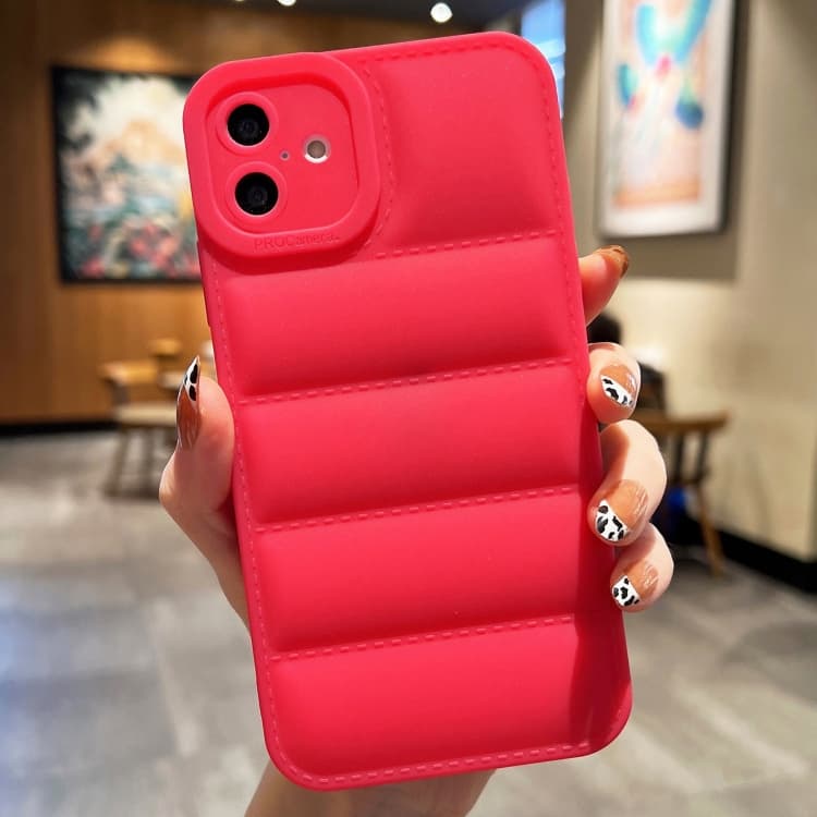 For iPhone 16 Eiderdown Airbag Frosted TPU Phone Case(Red) - Immagine 1