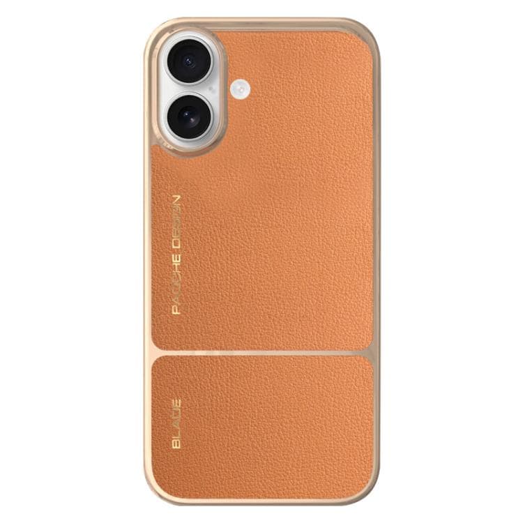 For iPhone 16 Electroplated Magnetic PC Hybrid PU Phone Case(Brown) - Immagine 1