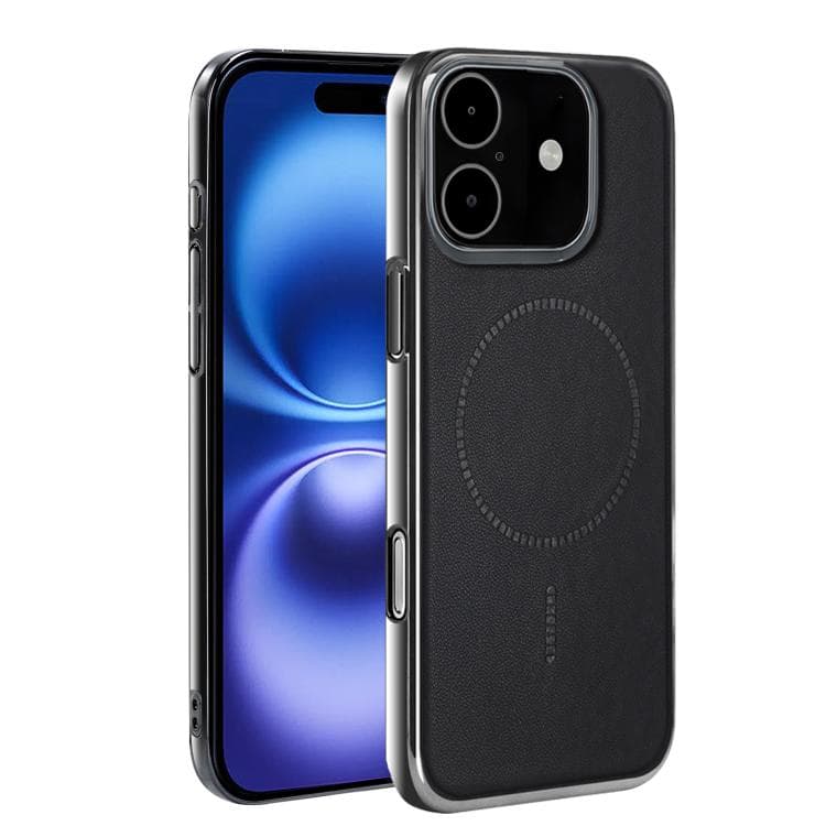 For iPhone 16 Electroplated Magnetic Series Ultra-Thin Shockproof Phone Case(Black) - Immagine 1