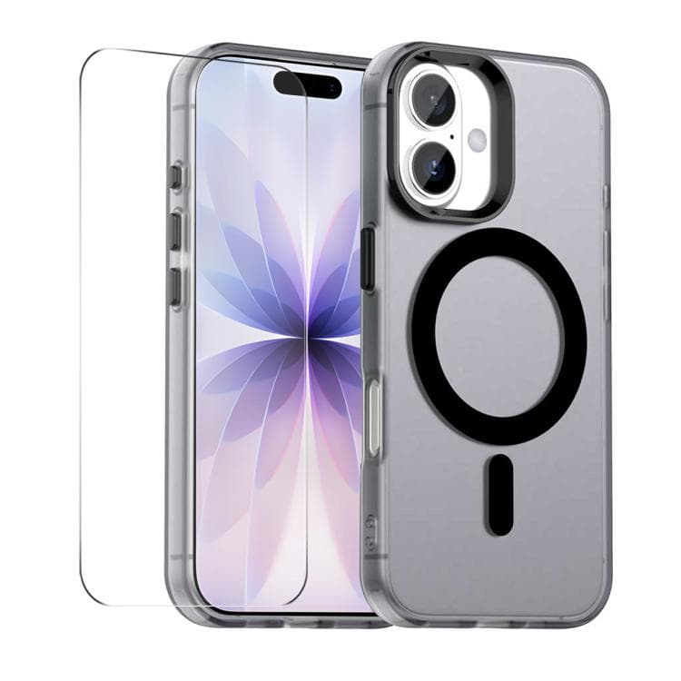 For iPhone 16 ENKAY Hat-Prince MagSafe Candy Color Phone Case with 9H Screen Film(Black) - Immagine 1