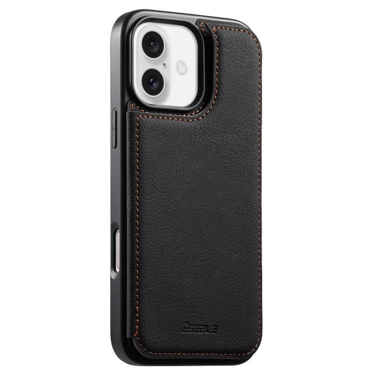 For iPhone 16 ESEBLE Retro Texture Double Buckle Card Slot Phone Case(Black) - Immagine 1