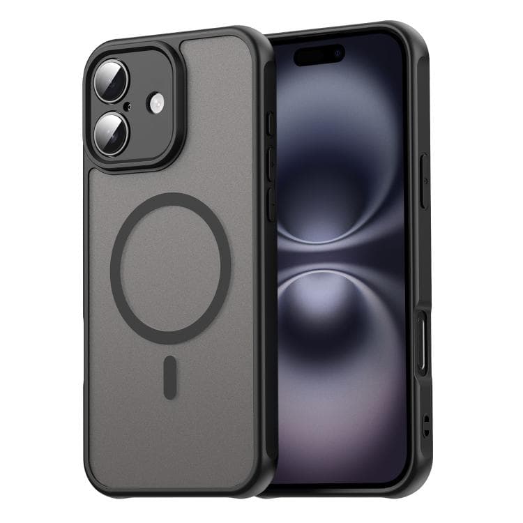 For iPhone 16 Fan Dun Series TPU Hybrid PC Frosted Magsafe Phone Case(Black) - Immagine 1