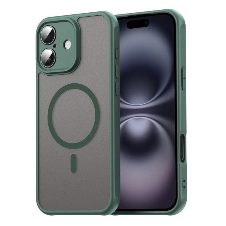 For iPhone 16 Fan Dun Series TPU Hybrid PC Frosted Magsafe Phone Case(Green) - Immagine 1