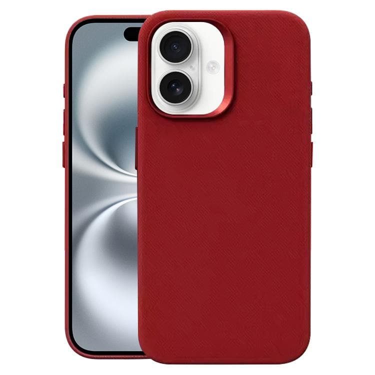 For iPhone 16 Flannel Textured Magnetic Full Coverage Phone Case(Red) - Immagine 1