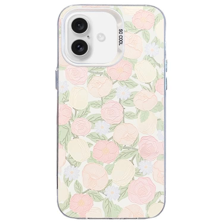 For iPhone 16 Flower Series Color Silver TPU Hybrid PC Phone Case(Tulip CW121) - Immagine 1