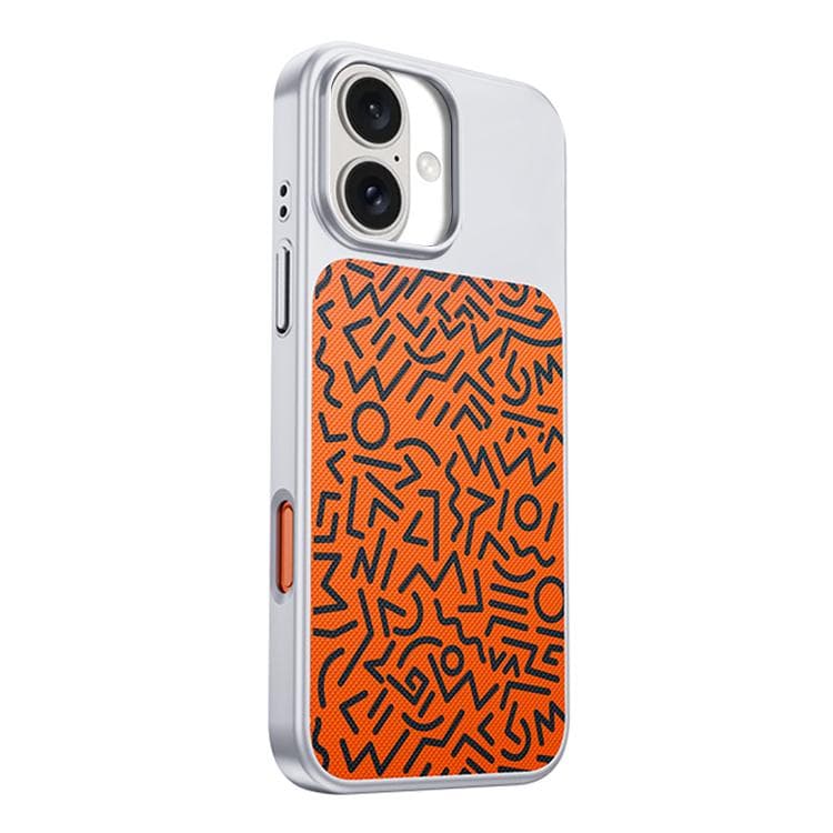 For iPhone 16 Flower World Series Leather Magnetic TPU Phone Case(Graffiti Orange) - Immagine 1