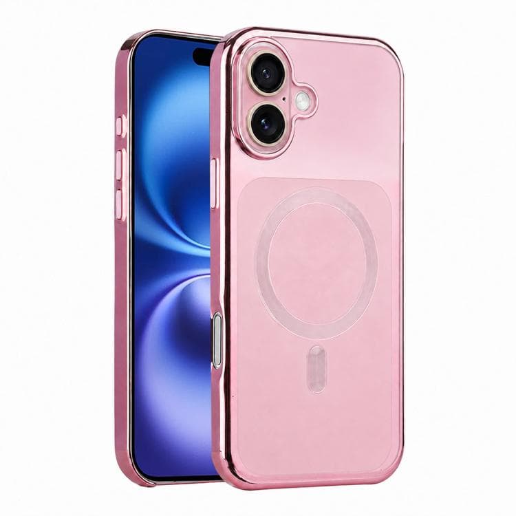 For iPhone 16 Flowing Gold Phantom Magnetic Shockproof Phone Case(Pink) - Immagine 1