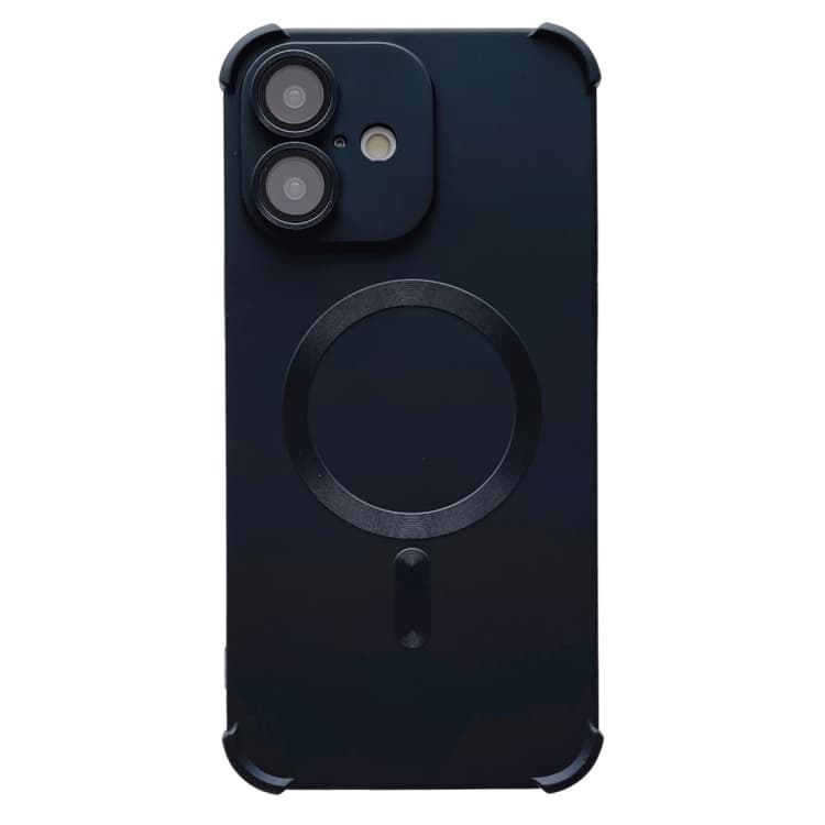 For iPhone 16 Four Corner Shockproof Skin Feel MagSafe Magnetic Phone Case(Black) - Immagine 1