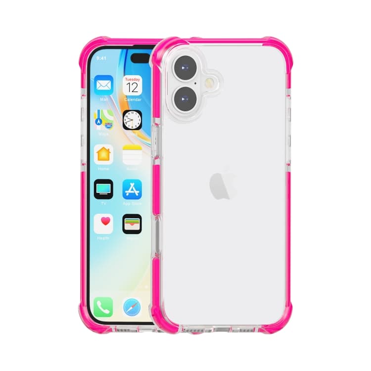 Custodia in TPU e acrilico antiurto per iPhone 16 con protezione ai quattro angoli (Rosa) - Immagine 1