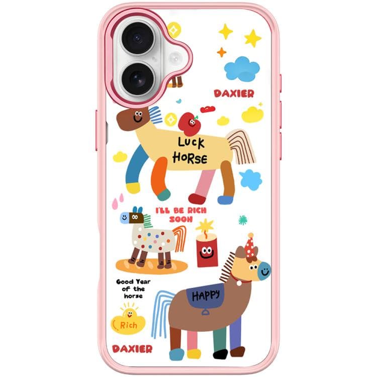 For iPhone 16 Get Rich Immediately Pattern Magnetic Phone Case(Pink) - Immagine 1