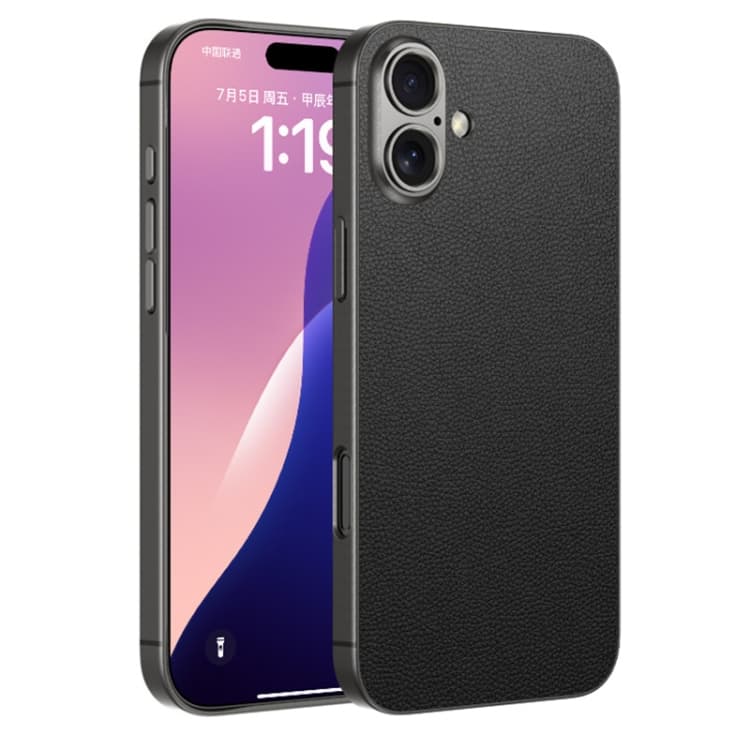 For iPhone 16 GKK Metal Paint Skin Feel Leather Full Coverage Phone Case(Black) - Immagine 1