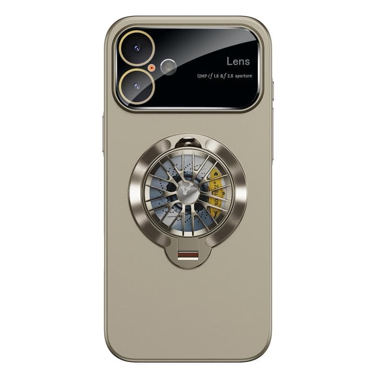 For iPhone 16 Glaze PC Camera Window Gyro Kickstand Magnetic Phone Case(Grey) - Immagine 1