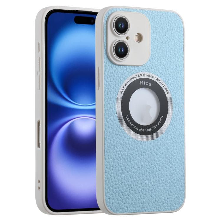 For iPhone 16 Glitter Lens MagSafe Magnetic Phone Case(Light Blue) - Immagine 1