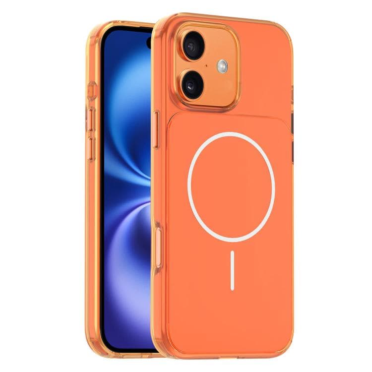 For iPhone 16 Gold-Orange Original Color MagSafe Shockproof Phone Case(Orange) - Immagine 1
