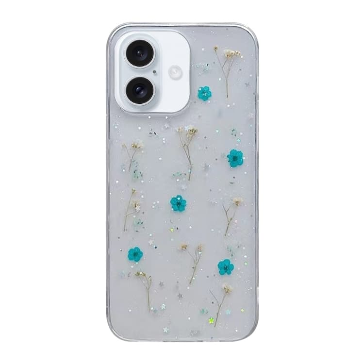 For iPhone 16 Gypsophila Flowers Pattern TPU Protective Phone Case(Green) - Immagine 1
