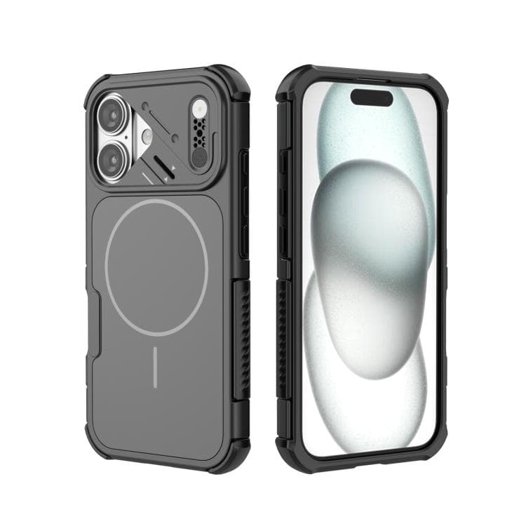 Custodia per iPhone 16 con dissipazione del calore, antiurto ad aria, TPU + PC Magsafe (Nero) - Immagine 1
