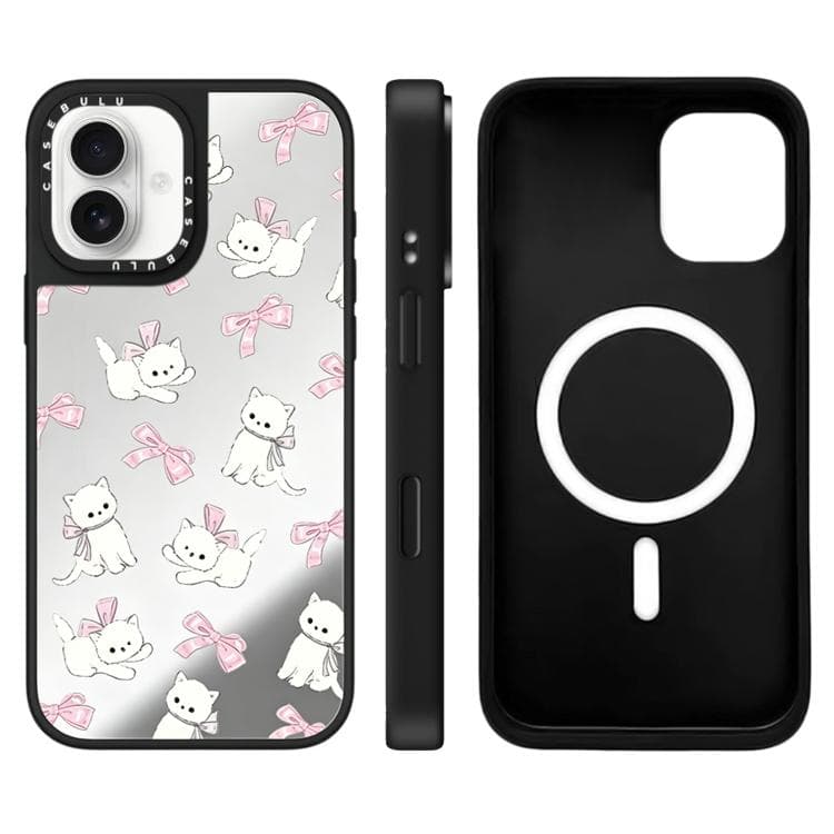 Custodia magnetica per iPhone 16 con motivo a specchio della serie Hi Forest (gatti con fiocco) - Immagine 1