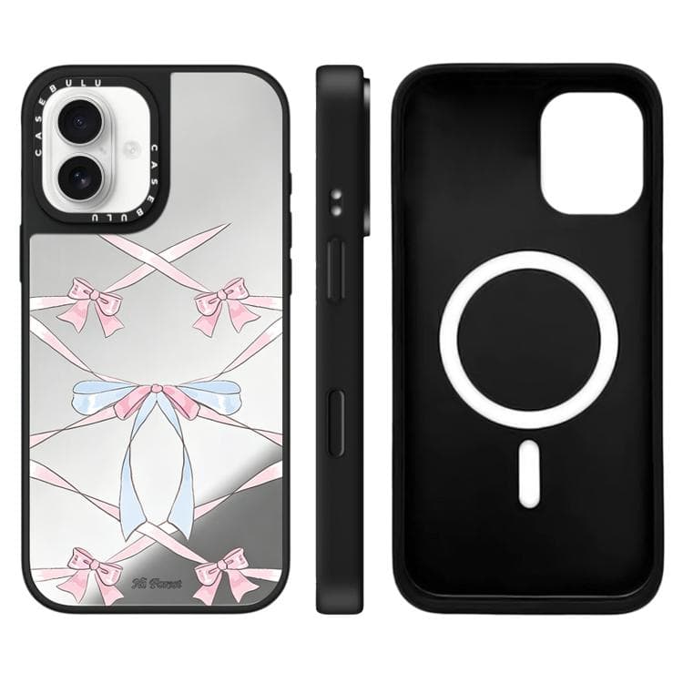 Custodia magnetica per iPhone 16 con motivo a specchio della serie Hi Forest (Fiocco a nastro) - Immagine 1