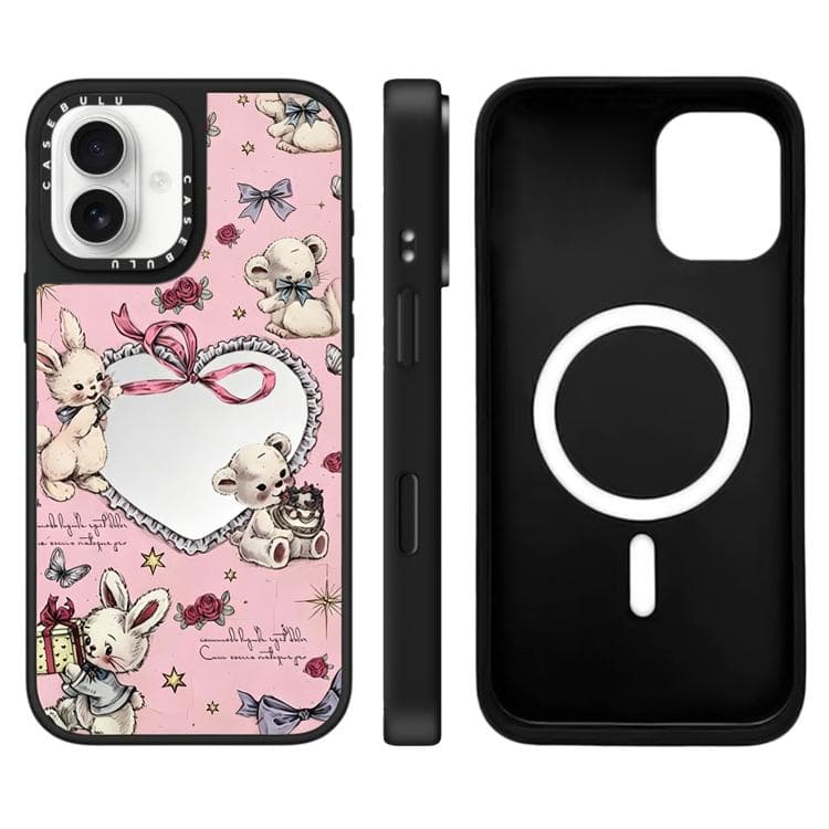 Custodia magnetica per iPhone 16 con motivo a specchio della serie Hi Forest (Orsetto coniglio) - Immagine 1