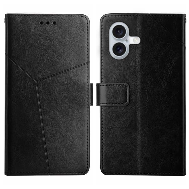 Fodero in pelle con motivo a Y HT01 per iPhone 16 (Nero) - Immagine 1