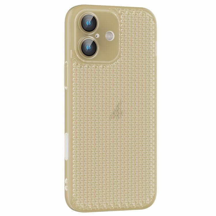 For iPhone 16 Ice Cream Dream Network Cooling PC Phone Case with Lens Film(Transparent Gold) - Immagine 1