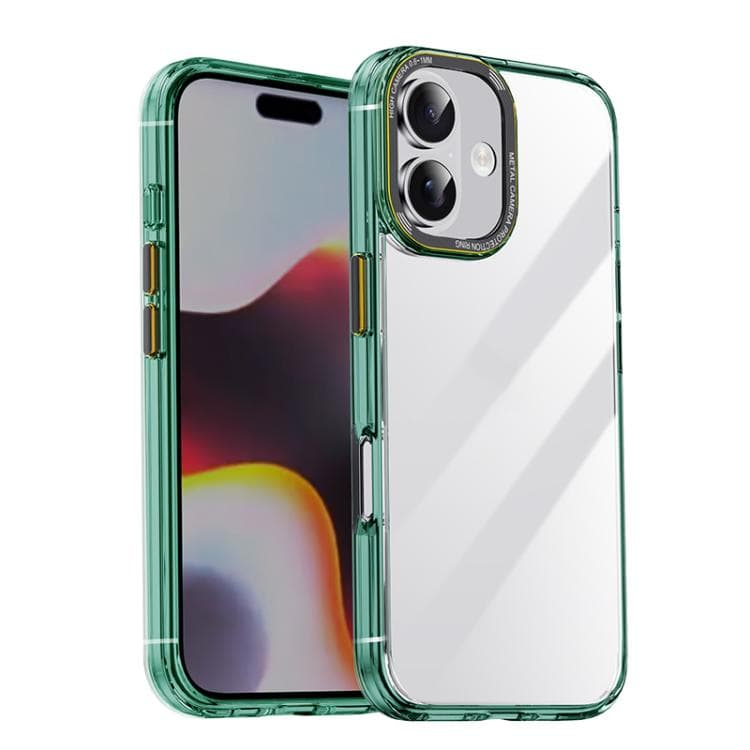 For iPhone 16 iPAKY MG Series Transparent PC+TPU Phone Case(Transparent Green) - Immagine 1