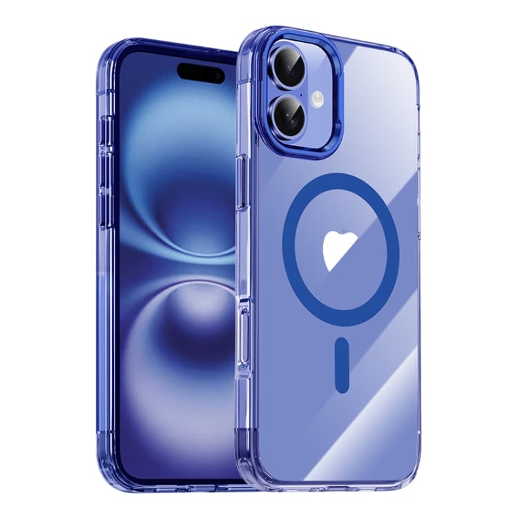 For iPhone 16 Jazz 3 in 1 Magnetic MagSafe Crystal Phone Case(Transparent Blue) - Immagine 1
