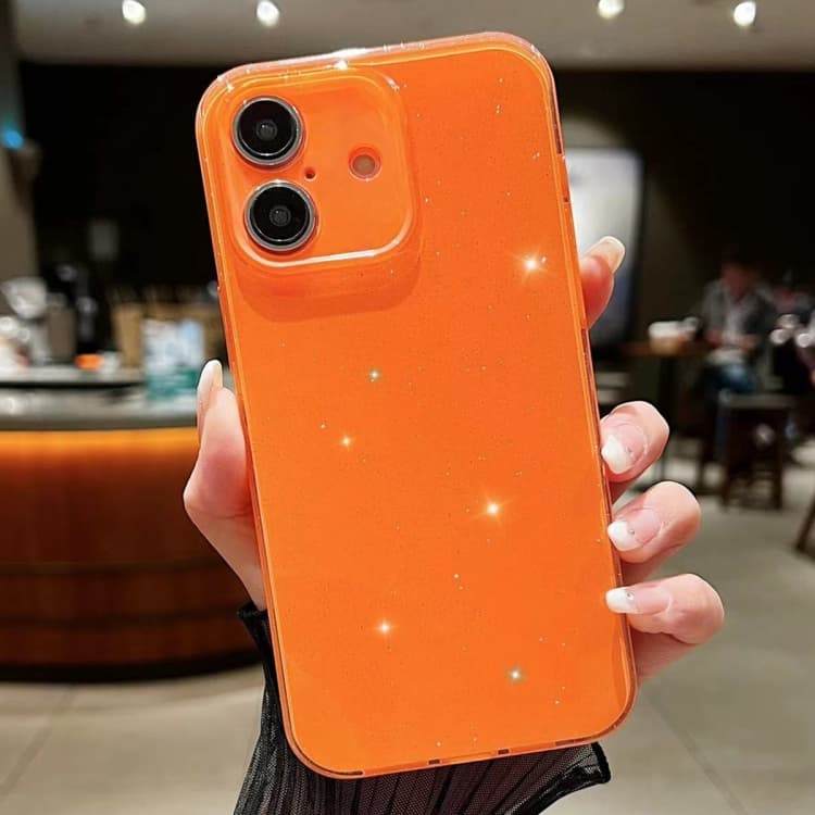 For iPhone 16 Jelly Glitter Solid Color TPU Phone Case(Orange) - Immagine 1