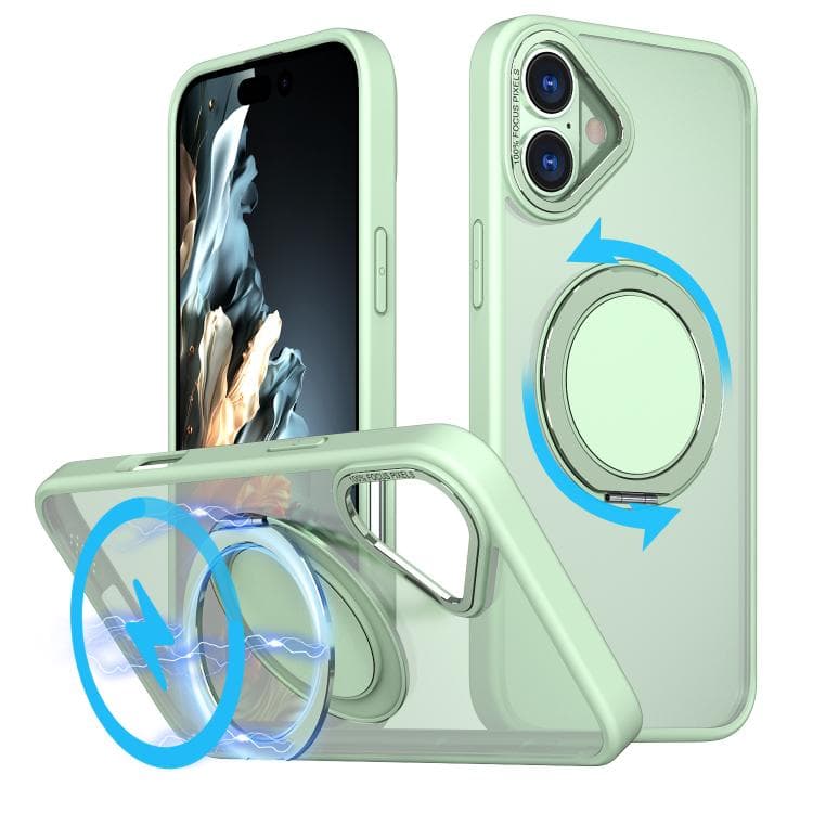 For iPhone 16 Kalebol 360-degree Rotating MagSafe Magnetic Holder Phone Case(Avocado Green) - Immagine 1